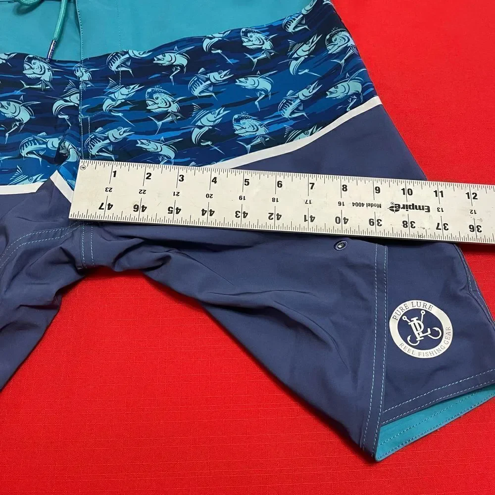 Pure Lure Men’s Blue Marlin Swim Trunks Board Shorts Size 32